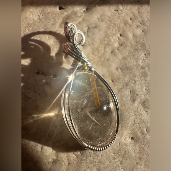 Sterling Silver Rutilated Quartz Necklace Pendant - Picture 5 of 8